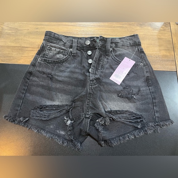 wild fable Pants - Wild fable high rise Distressed Black Denim Shorts size 0 2.5” inseam